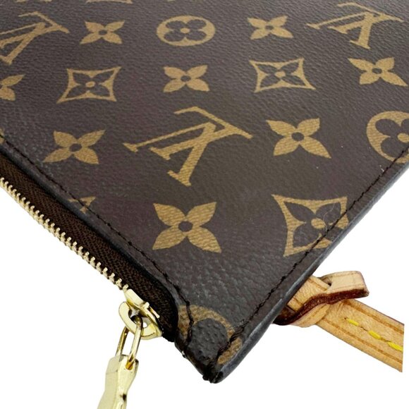 Louis Vuitton Neverfull Monogram Canvas Pochette Wristlet Brown - Picture 7 of 14